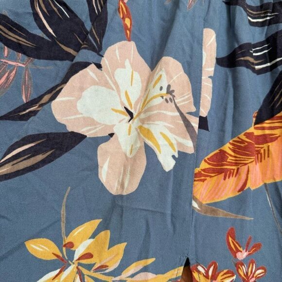 Patrons Of Peace Light Blue Floral Tropical Flowy Side Slit Maxi Skirt Small - Picture 6 of 6